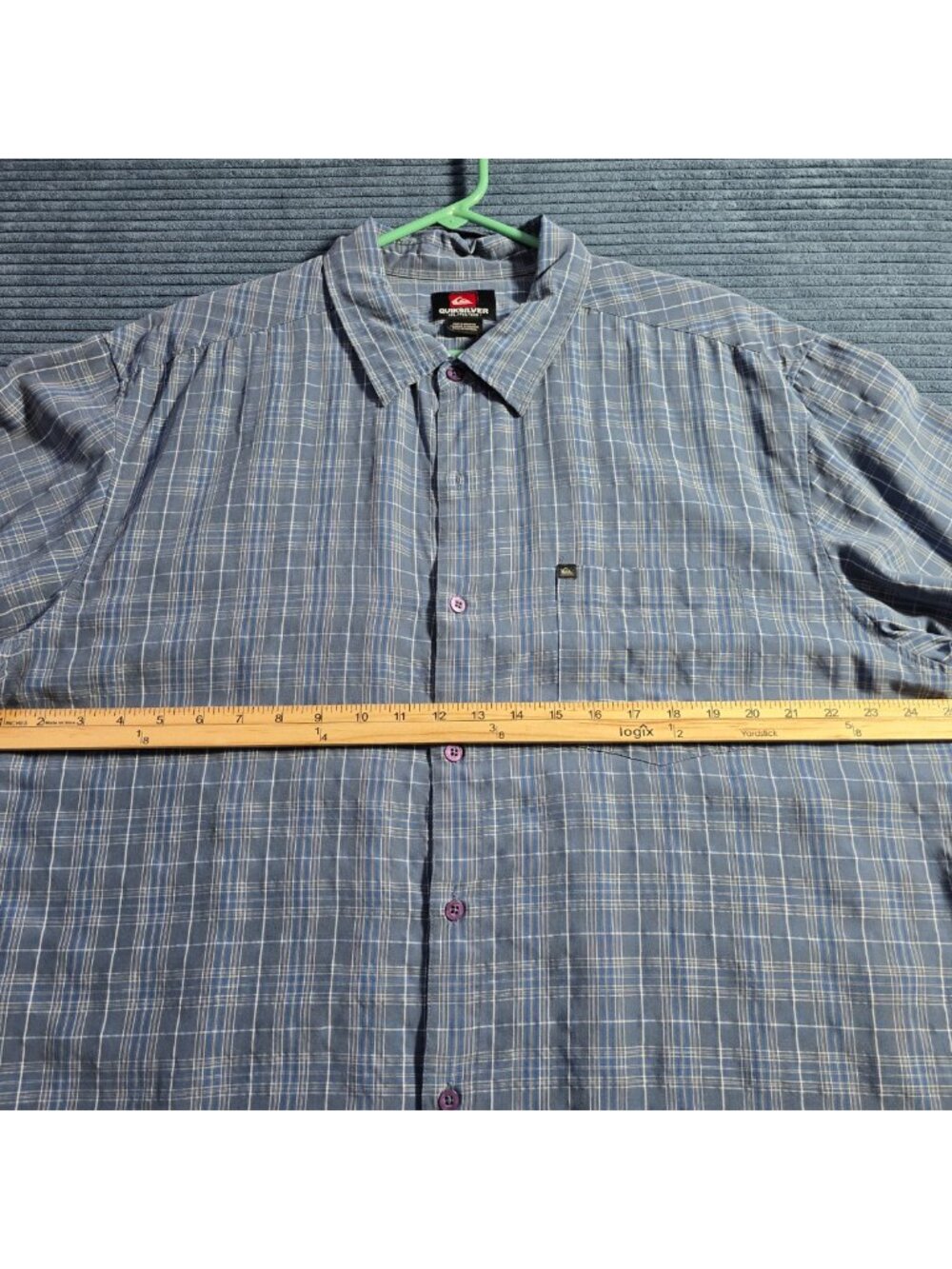 Quiksilver Men’s XXL Plaid Short Sleeve Button Up Shirt Blue Gray Surf Skate - Picture 8 of 11